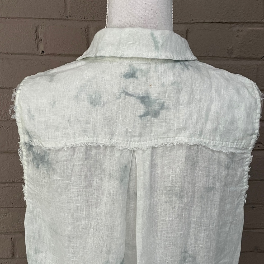Bella Dahl Sleeveless tie waist linen top L - Picture 6 of 12